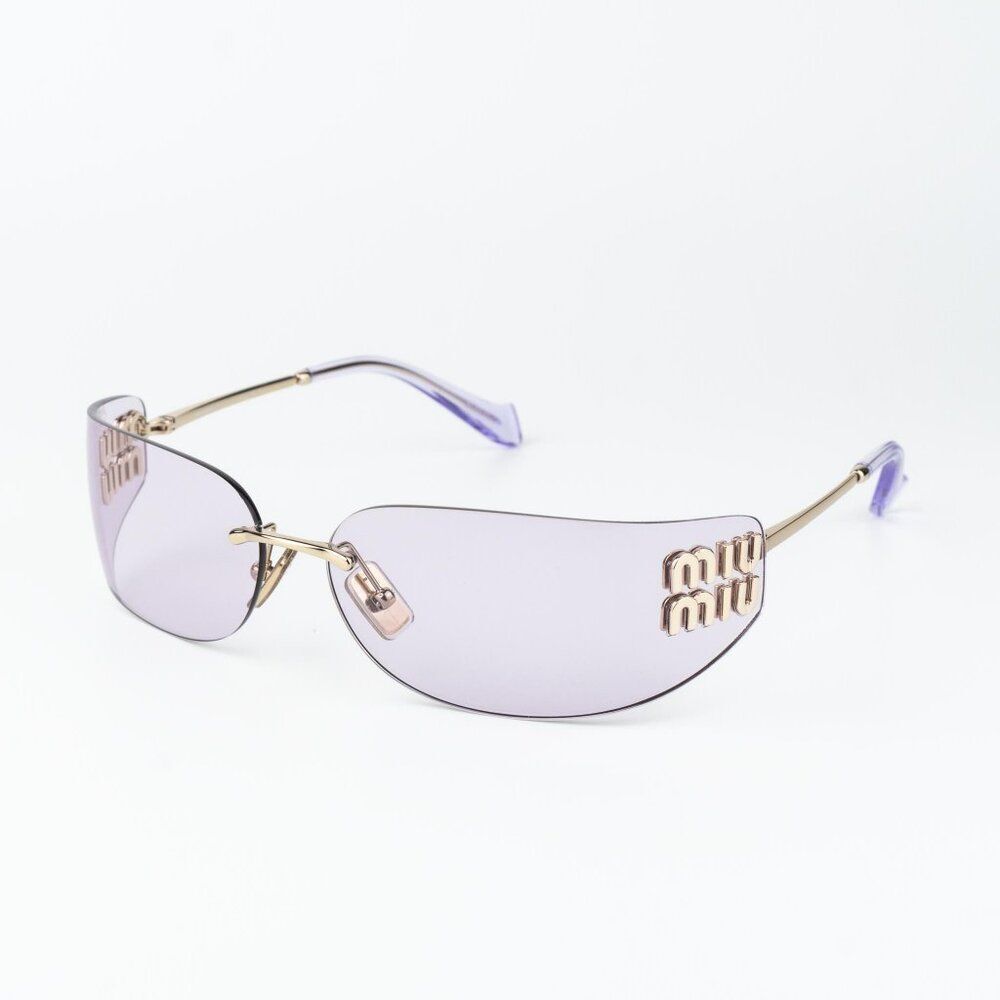 Miu Miu Men Sunglasses Gold Pink Rectangle Rimless MUA51S ZVN90O NEW AUTHENTIC